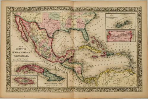 1860 Mitchell Map of the Caribbean and Mexico -- Map of (1 of 1)