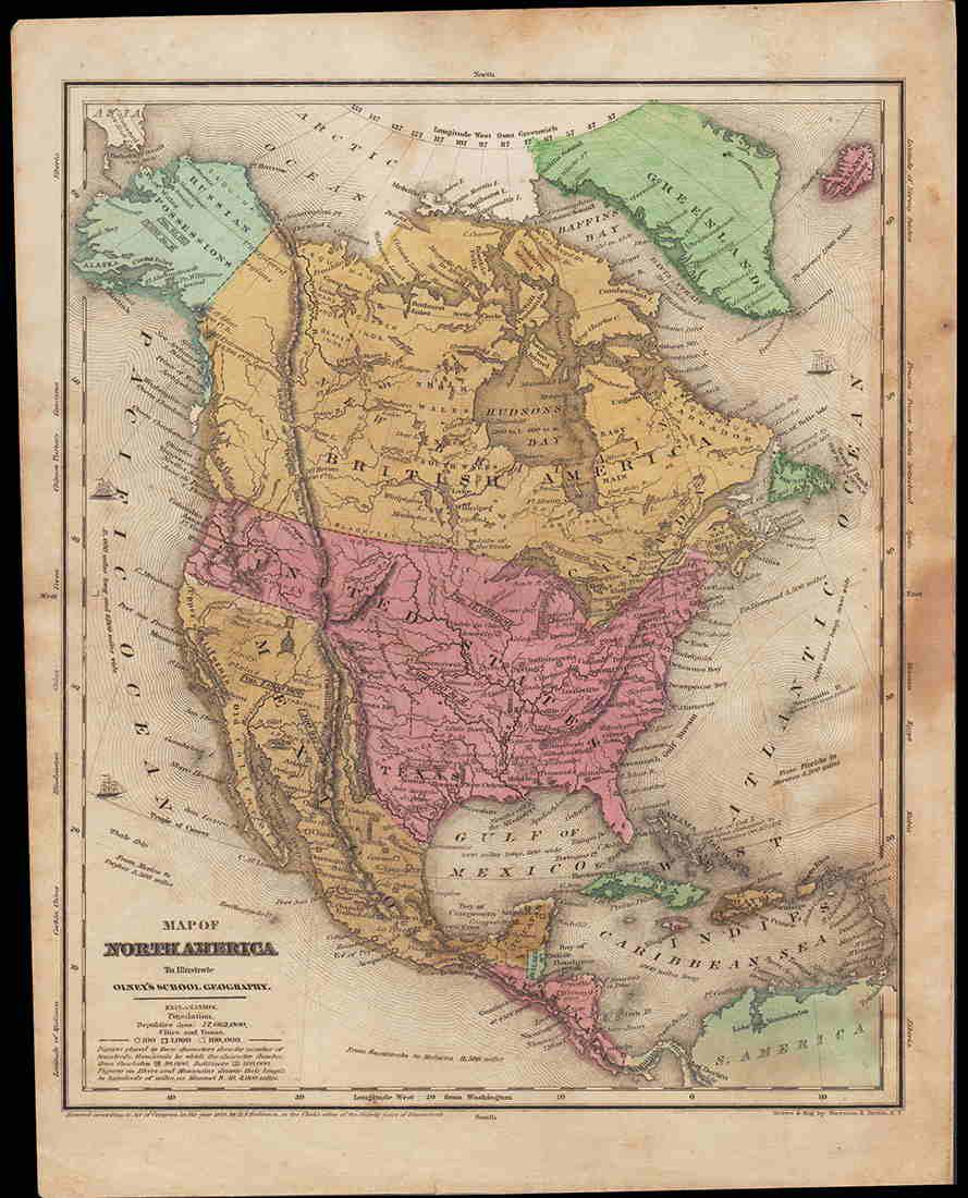 Scarce 1844 map of N. America, Olney (1 of 4)