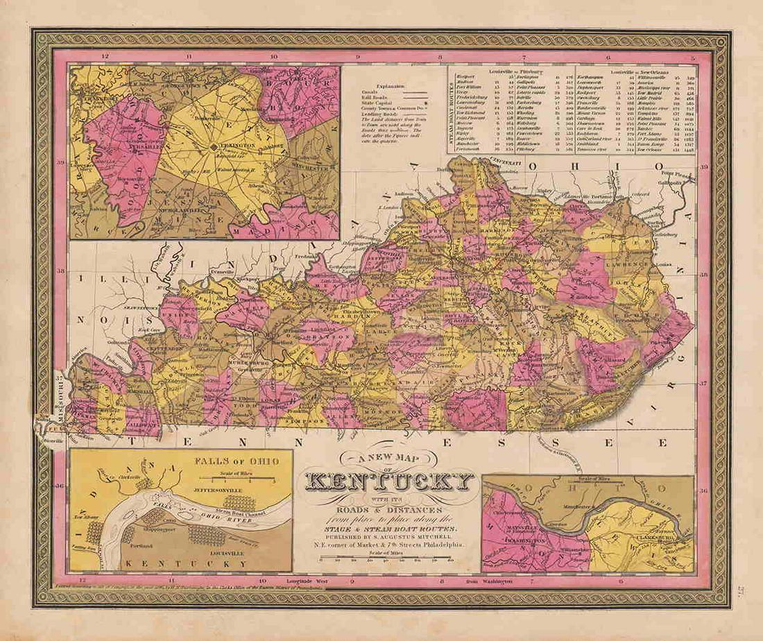 Scarce 1846/48 map of Kentucky by Mitchell (1 of 5)