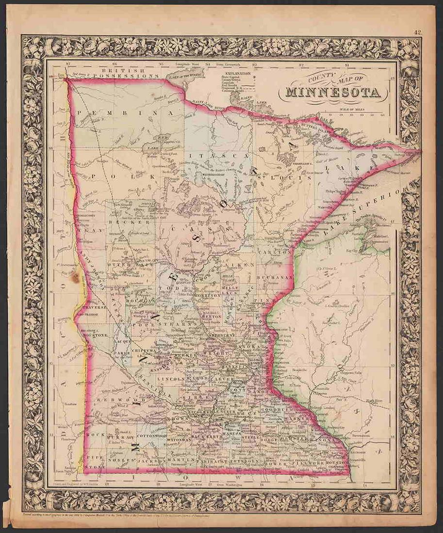 Nice 1862 map of Minnesota by Mitchell (1 of 4)