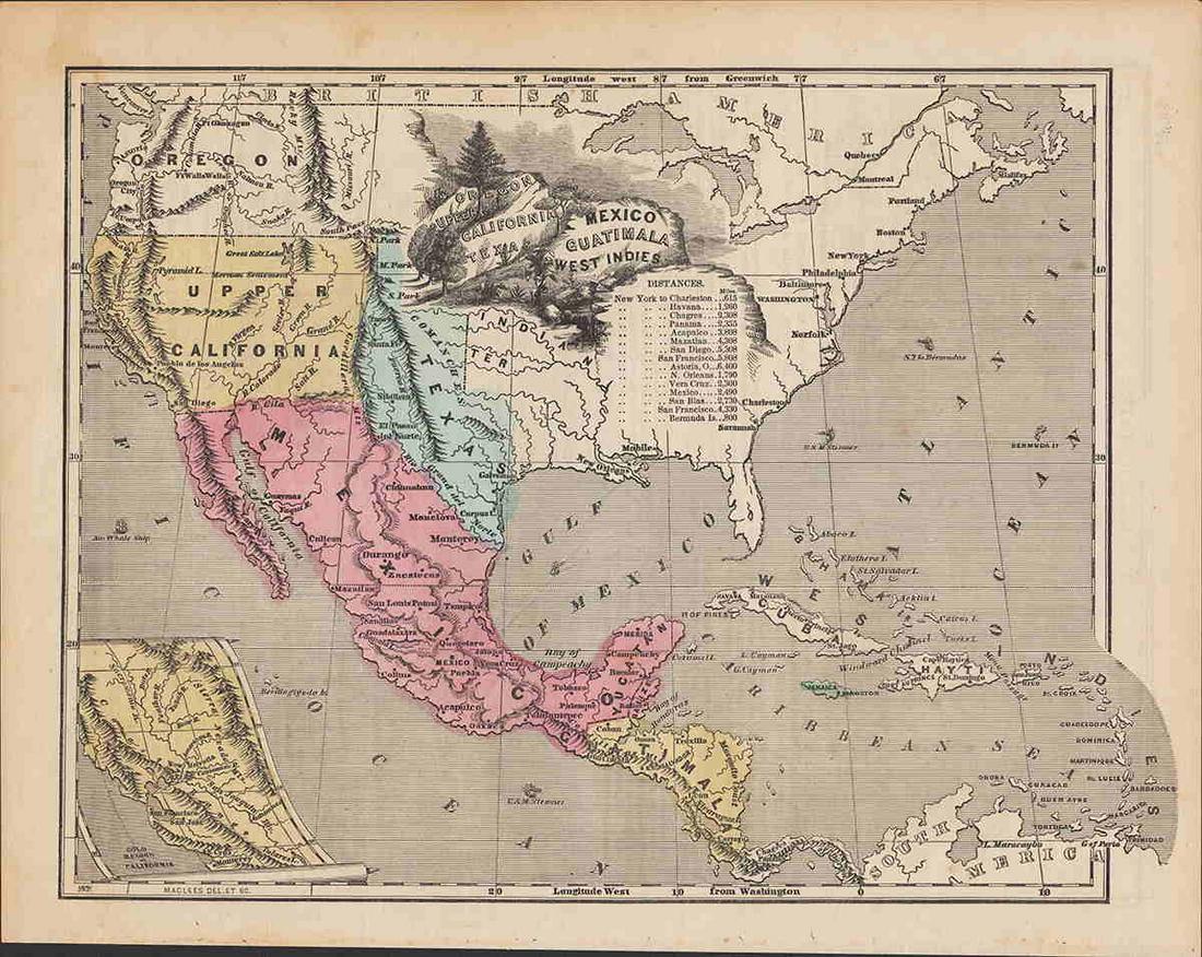 Early map with Large Texas & California (1 of 2)