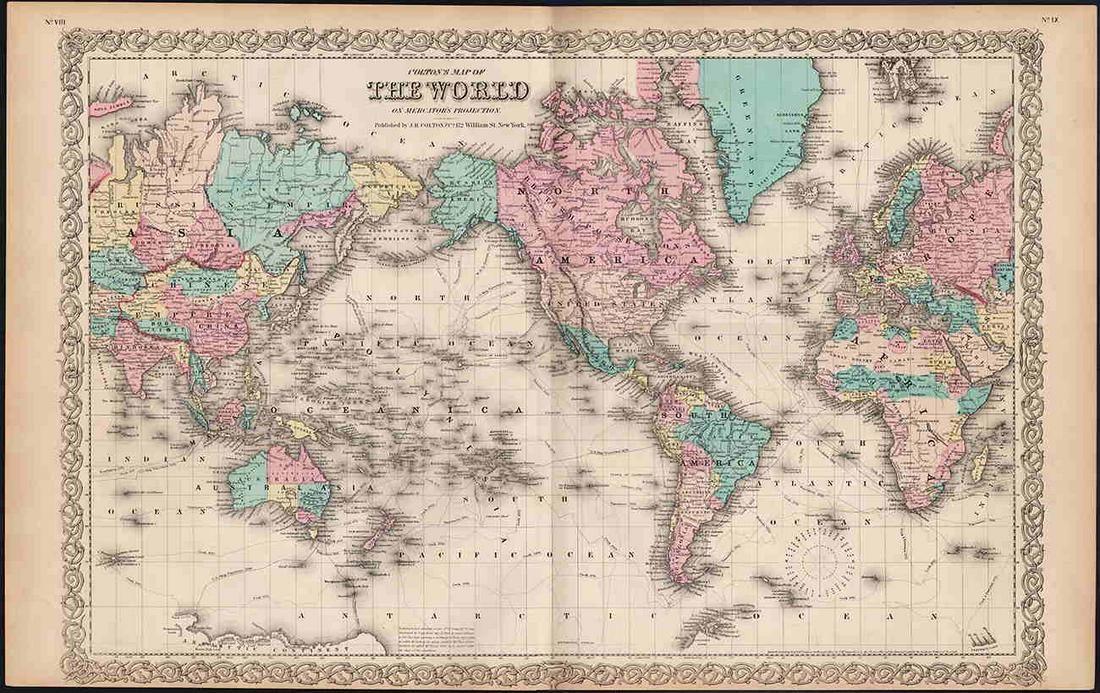 Colton’s Map of the World - 1855 (1 of 5)
