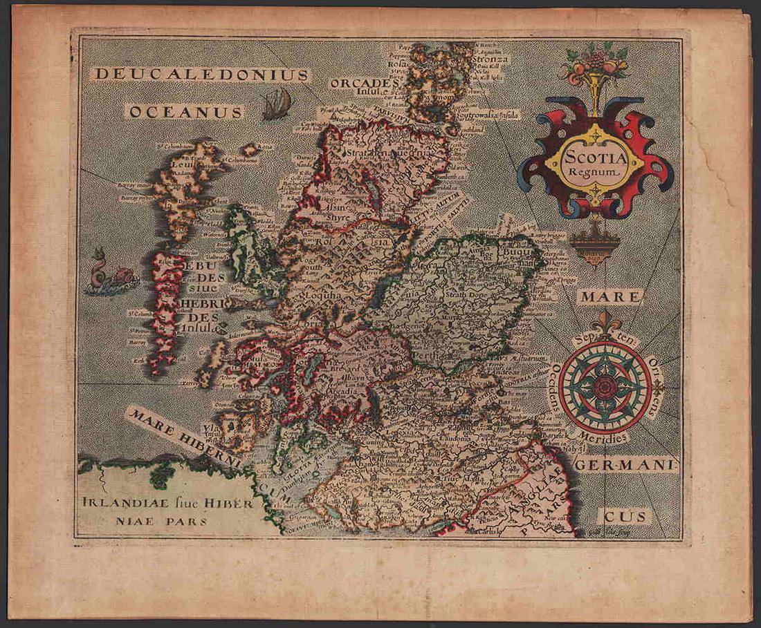 Scarce c1610 map of Scotland, Wm. Hole (1 of 5)