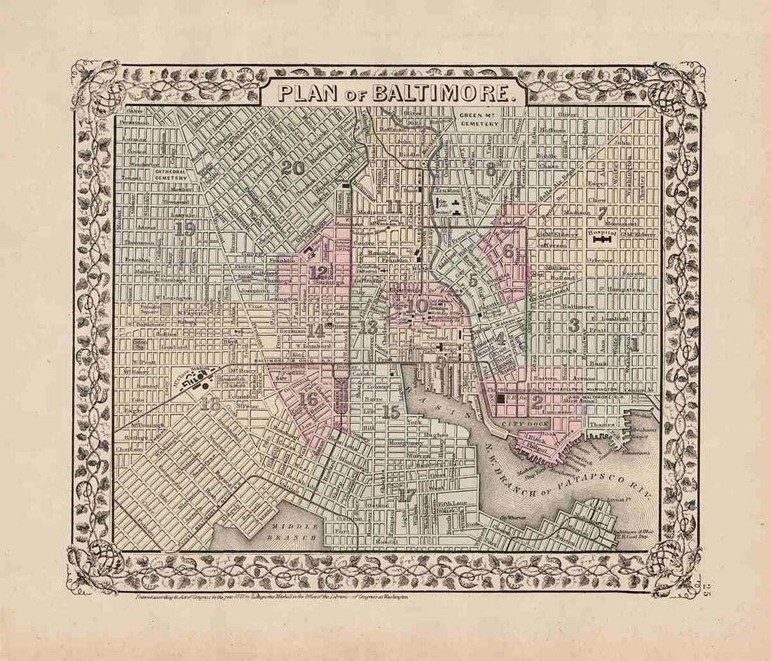 Plan of Baltimore, Mitchell 1872 (1 of 4)