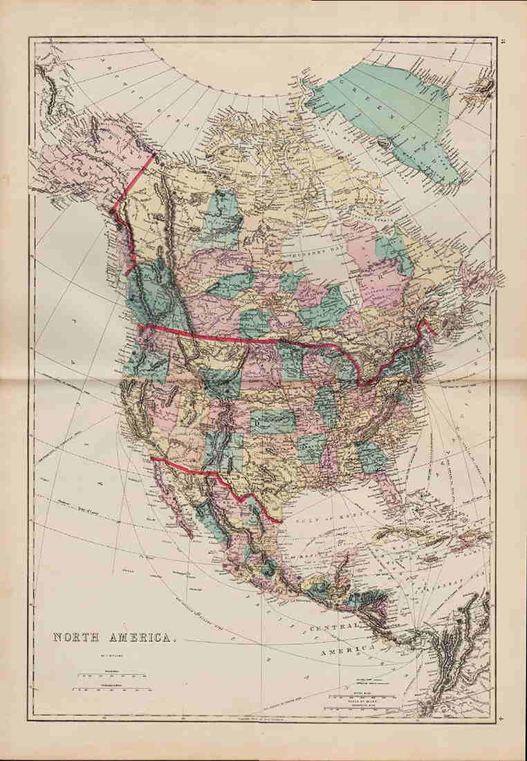 U. S. & N. America w/odd Dakota--Ettling c1860 (1 of 5)