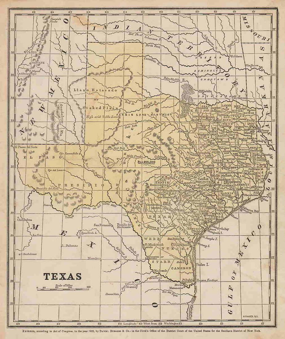 Scarce 1853 Texas map by Roswell Smith (1 of 5)