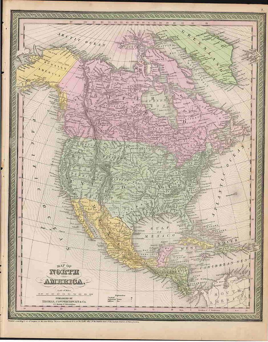 1850 Map of N. America, Cowperthwait (1 of 3)