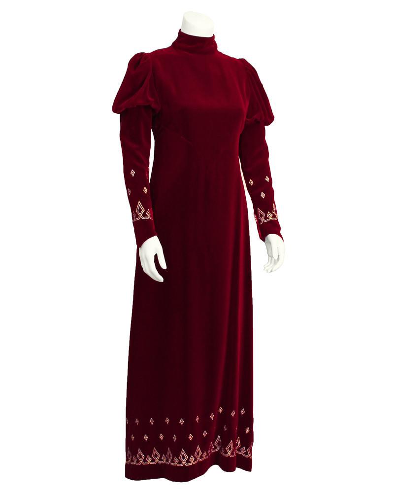 Annacat Red Velvet Gown with Gold & Silver Details (1 of 6)