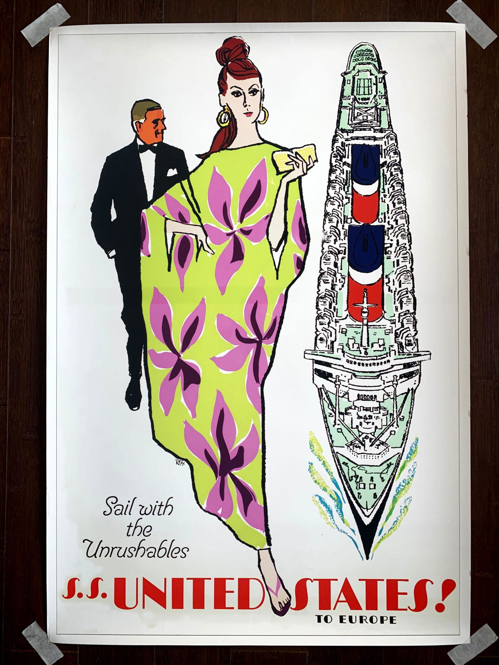 United States Lines - The Unrushables (1950's) 20" x (1 of 4)