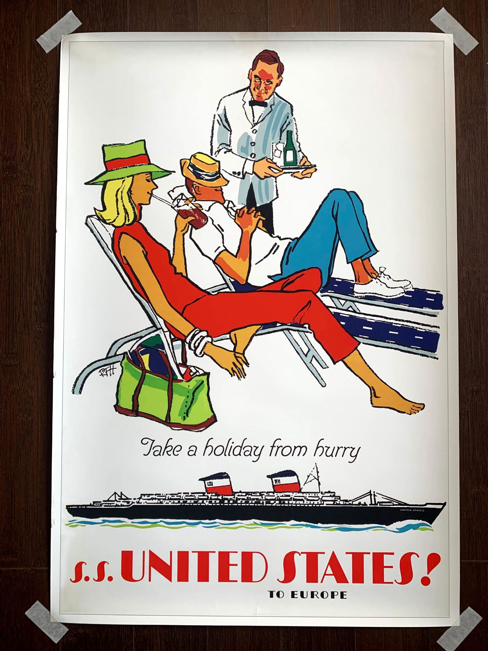 United States Lines - Take a Holiday (1950's) 20" x 30" (1 of 3)