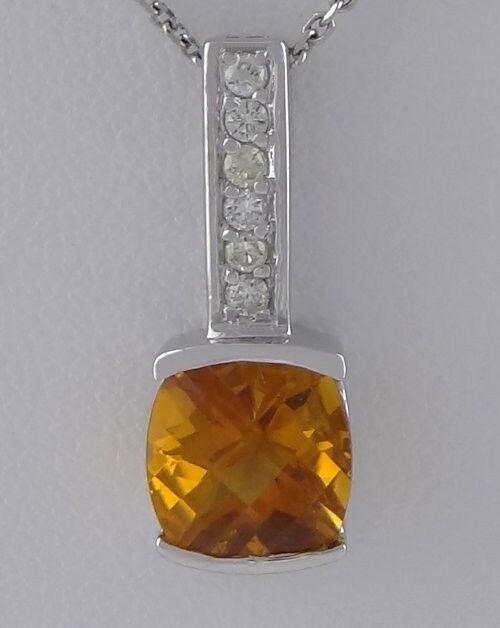 LADIES 14K WHITE GOLD 2.00ct ORANGE TOPAZ DIAMOND (1 of 5)