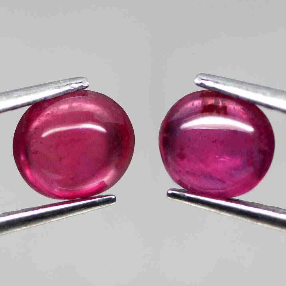 Natural Oval Cabochon Pinkish Red Color Ruby Pair (1 of 3)