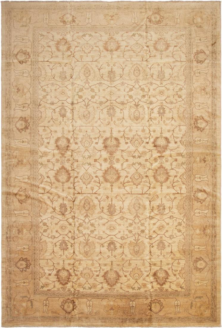 Hand-knotted Peshawar Oushak Cream Wool Rug 12'2" x (1 of 8)
