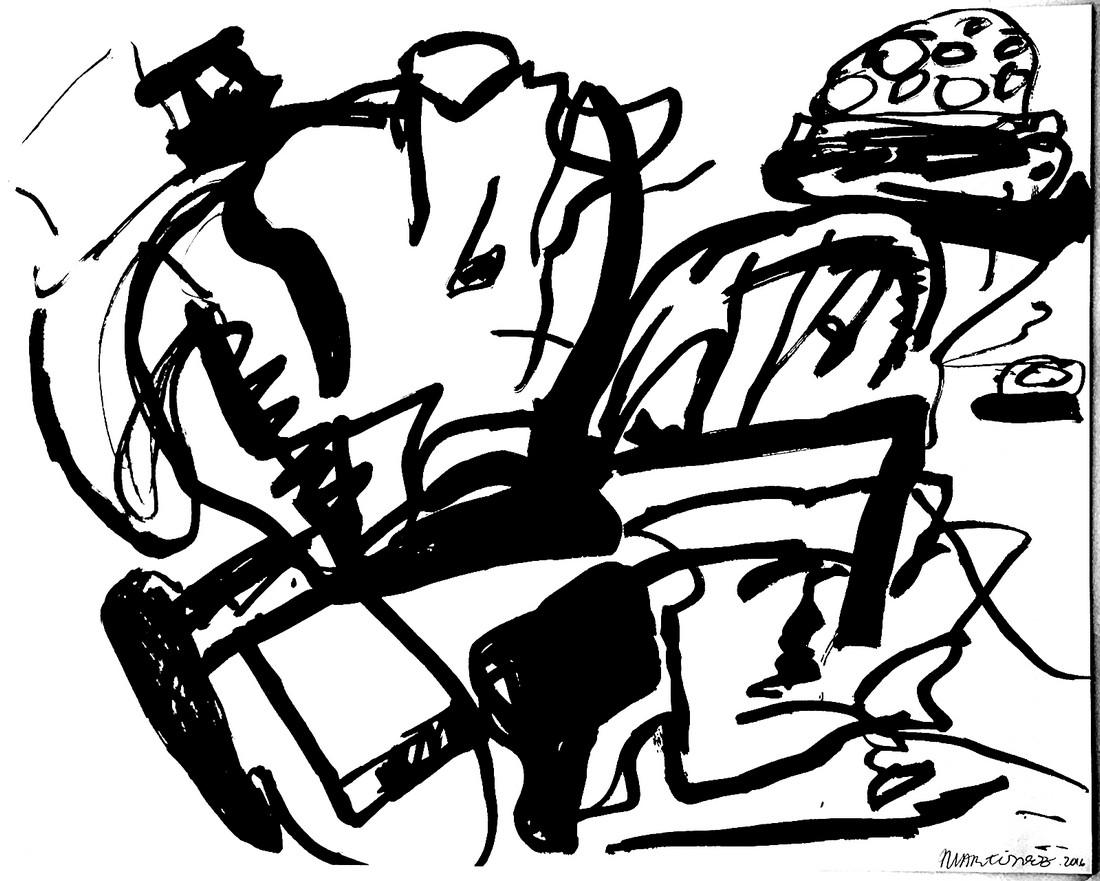 Eddie Martinez - Untitled 2016: Title: Eddie Martinez Artist: Untitled 2016 Medium: Screenprint on paper Dimension: 22" x 28" Additional Information: Signed and numbered edition of 100 Reserve: $450.00 Shipping: Domestic: Flat-rate