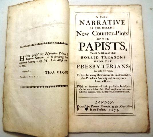 1679 Narrative of Hellish Counter Plots Papists (1 of 2)