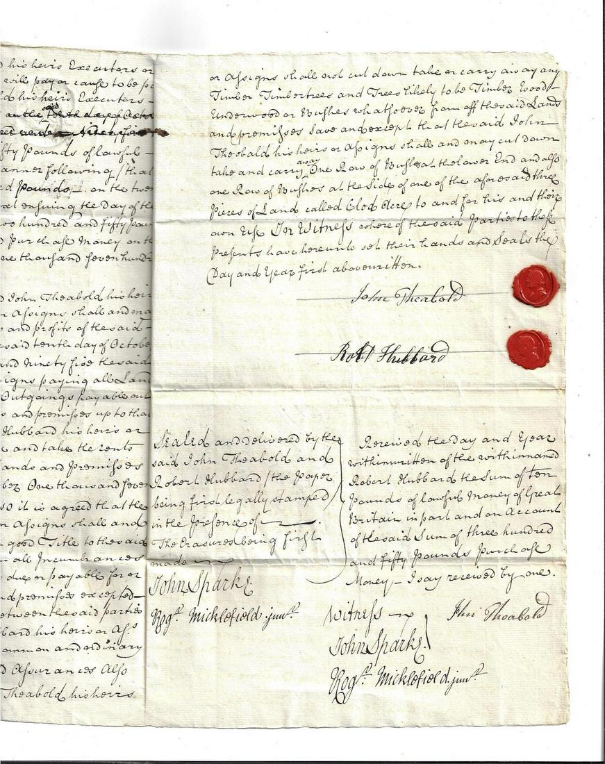 1794 English Manuscript Agreement Seals (1 of 2)