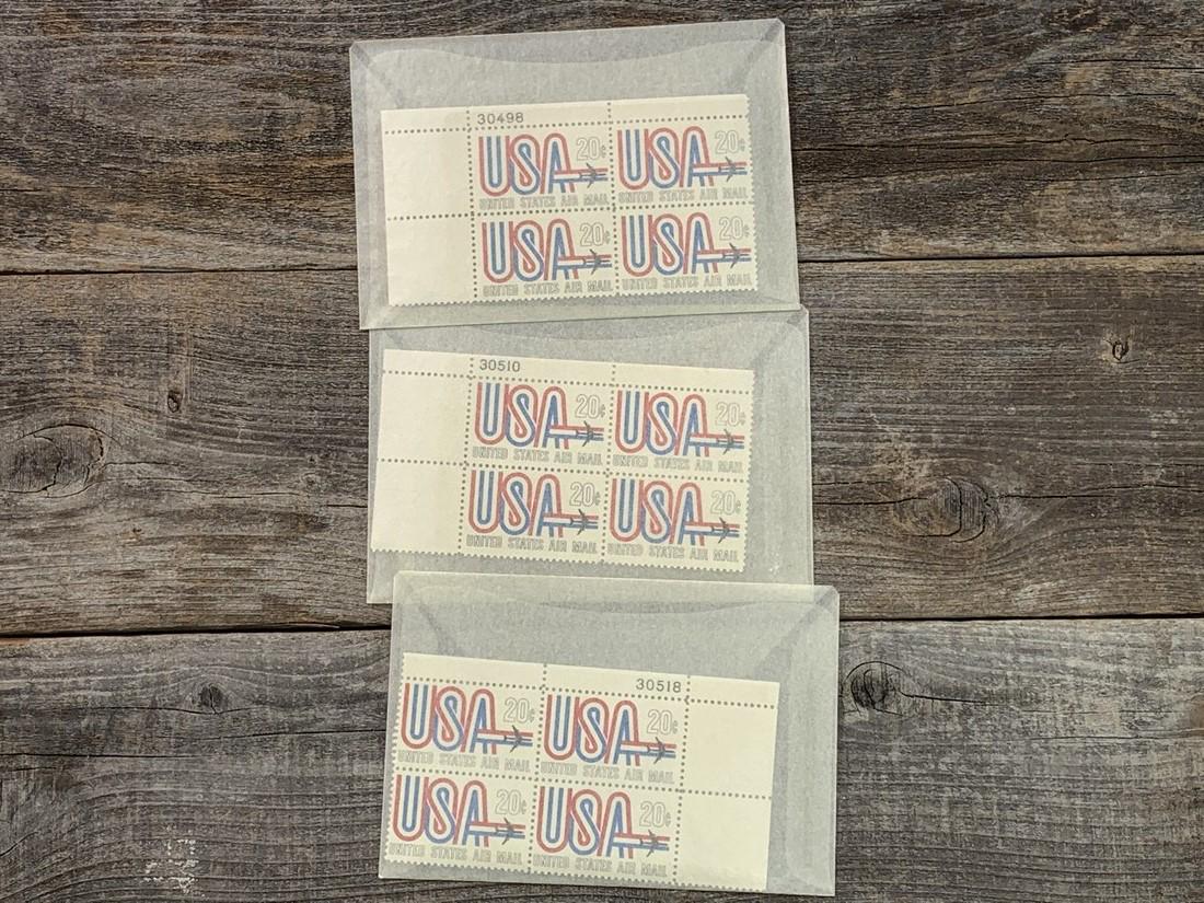 20 Cent US Airmail Scott # C75 Plate Block Set 3 (1 of 1)