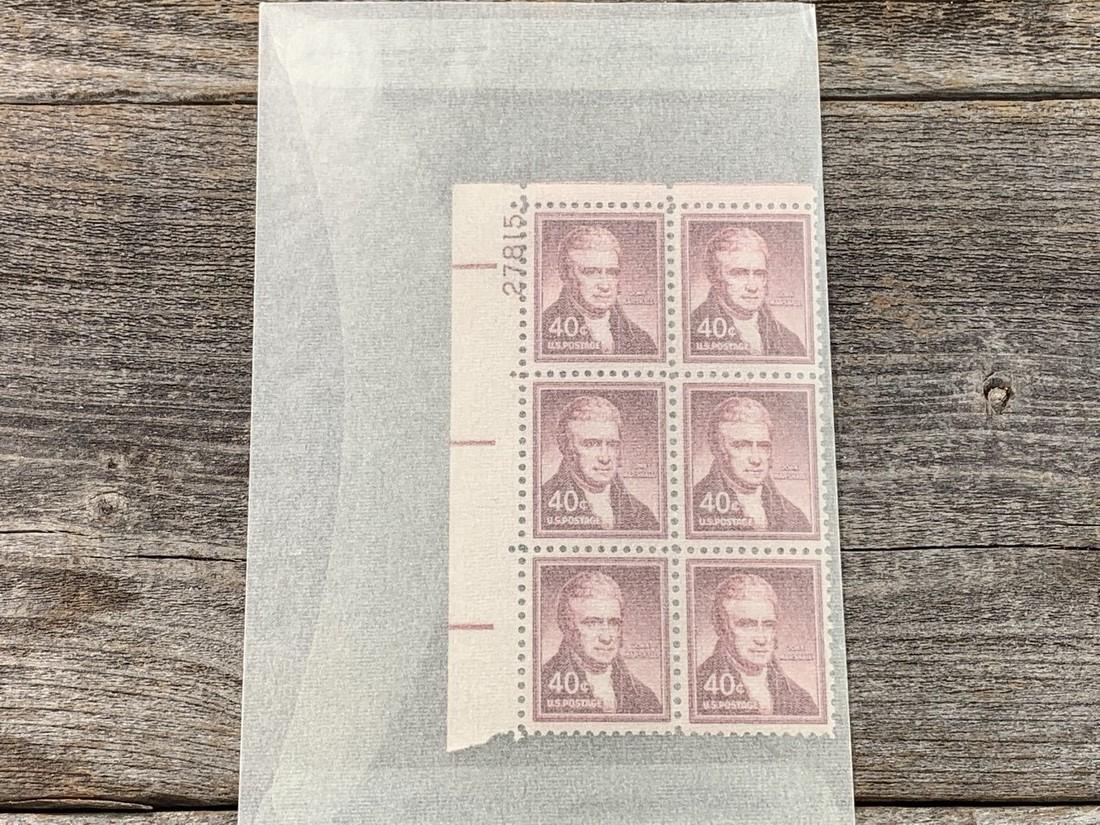 40 Cent John Marshall Scott # 1050 Plate Block: No Reserve! 40 Cent John Marshall Scott # 1050 Plate Block Shipping: Domestic: Flat-rate of $7.00 to anywhere within the contiguous U.S. International: Foreign shipping rates are determined by destina
