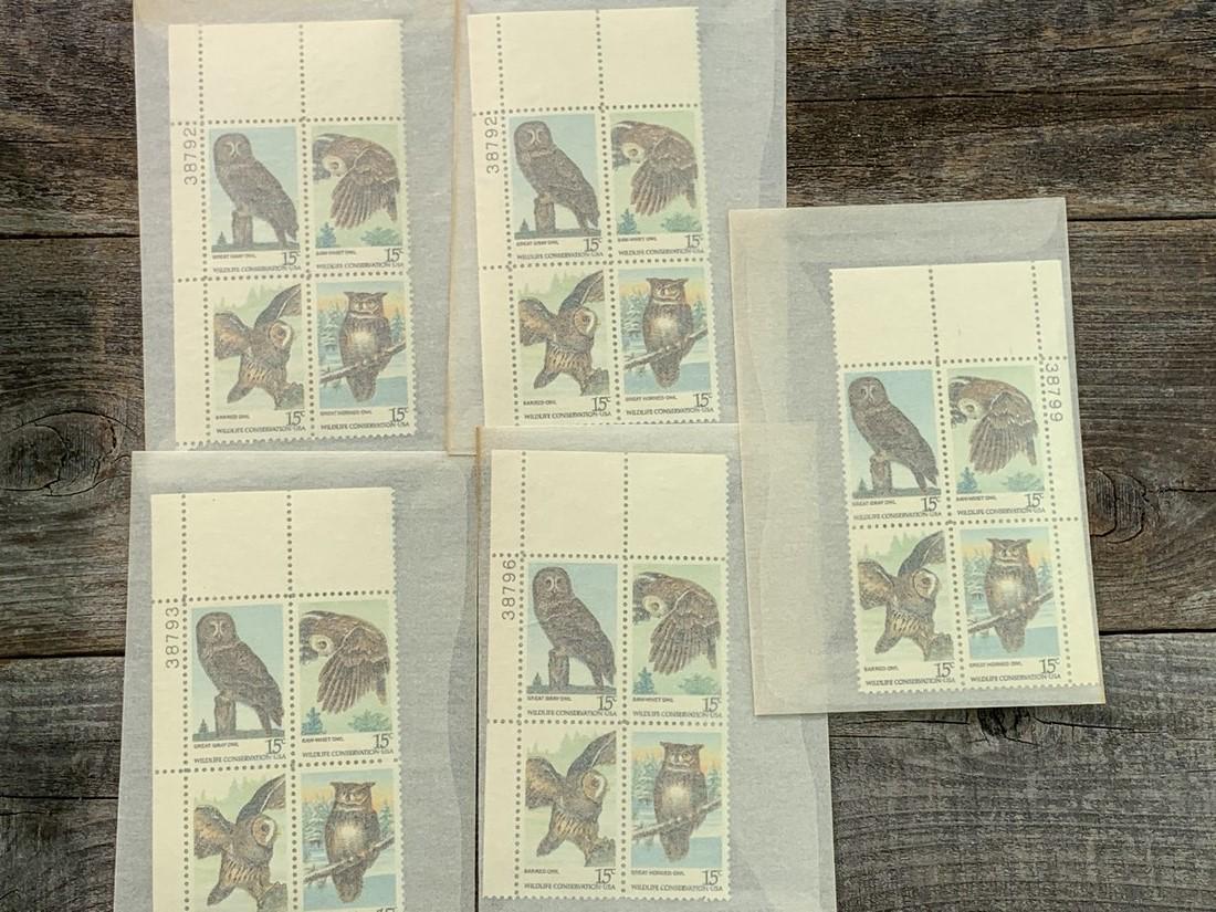 15 Cent American Owls Scott # 1760-63 Plate Block Set 5 (1 of 1)