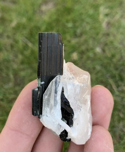 26 Gram Superb Natural Tourmaline With Quartz Specimen: Title: 26 Gram Superb Natural Tourmaline With Quartz Specimen Treatment: Natural Weight: Gram Size/Dimensions: 46x27x20 mm Origin: Pakistan Reserve: $15.00 Shipping: Domestic: Flat-rate of $15.00 to a