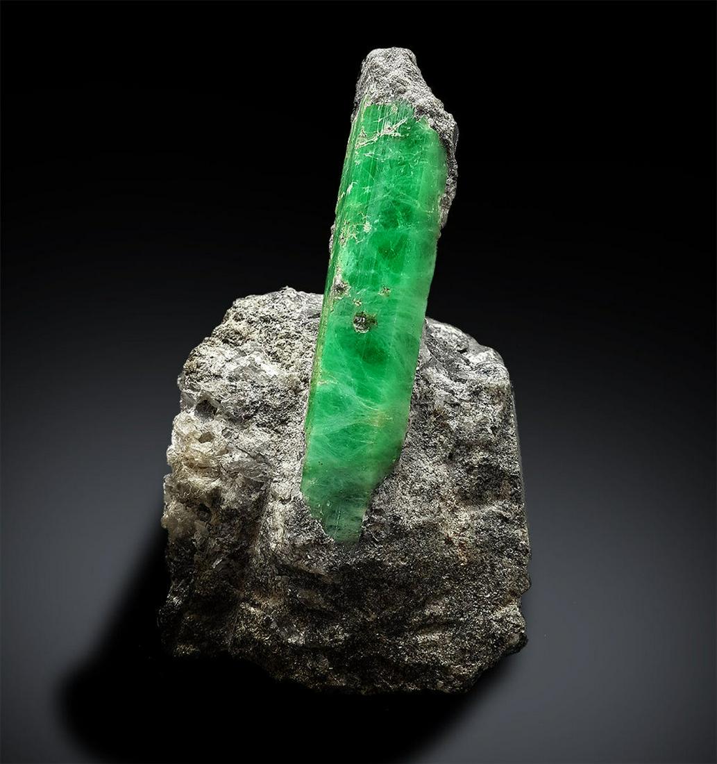 Emerald Specimen , Natural Emerald Crystal on Matrix: Materials: Gem type: Emerald Description Emerald Specimen , Natural Emerald Crystal on Matrix from Chitral Pakistan. Crystal is complete and without any damage. Crystal has very good green color. Weig
