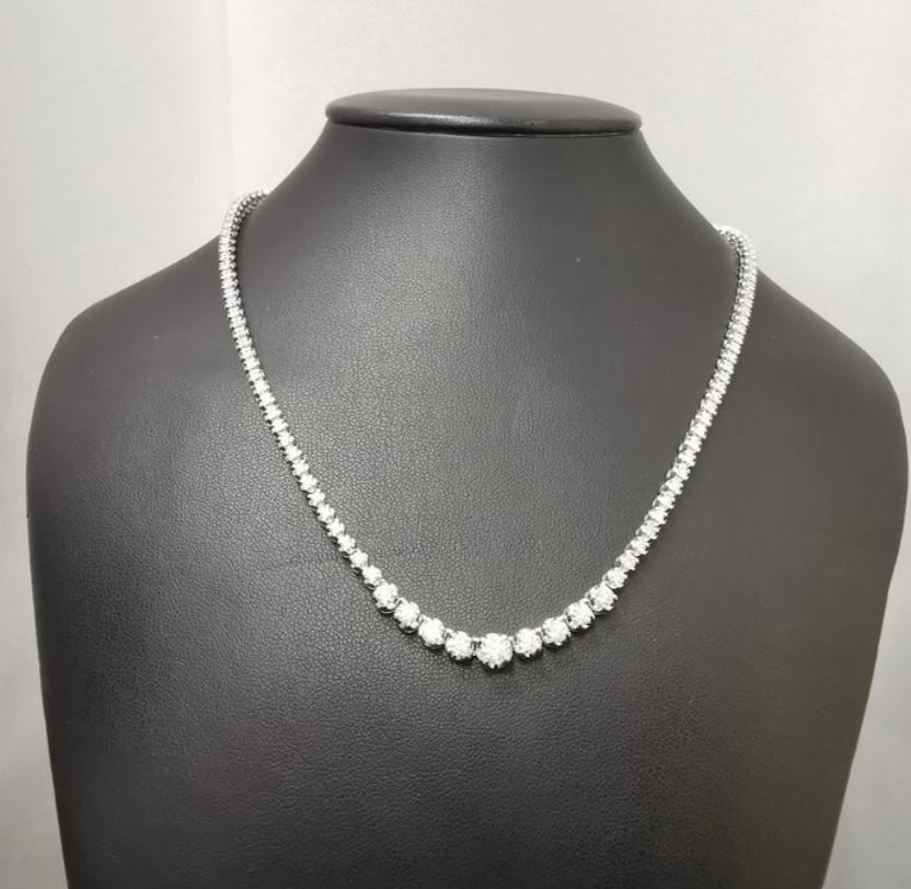 14 kt. White gold - Necklace - 7.52 ct Diamond - (1 of 5)