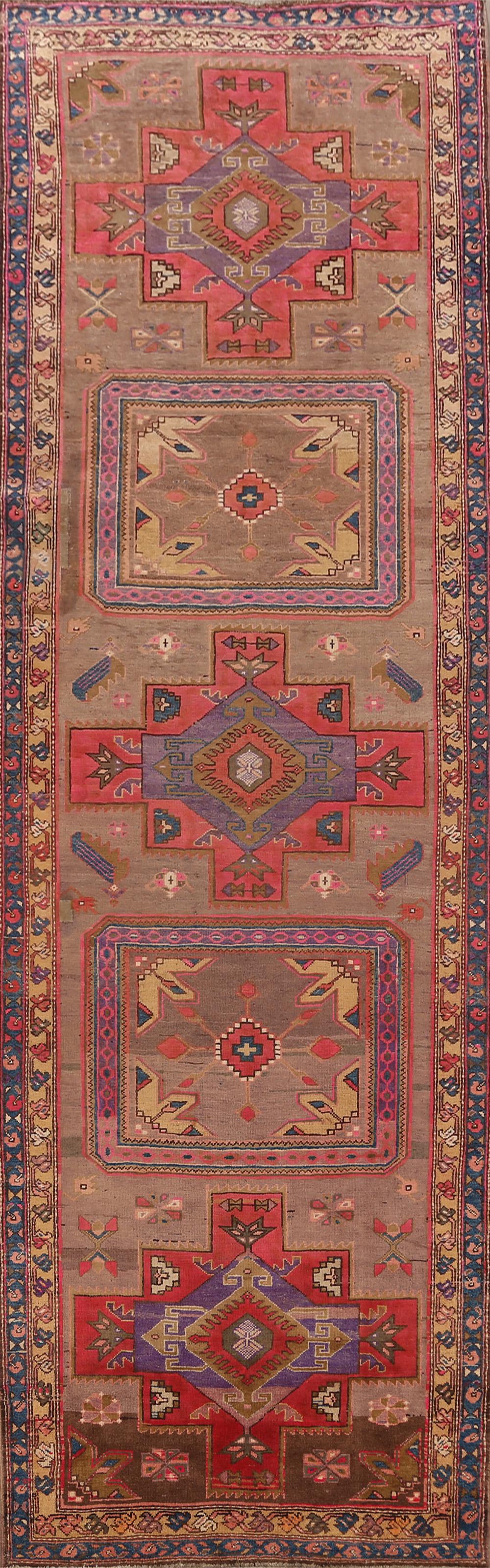 Antique Geometric Heriz Serapi Persian Runner Rug 4x11 (1 of 20)