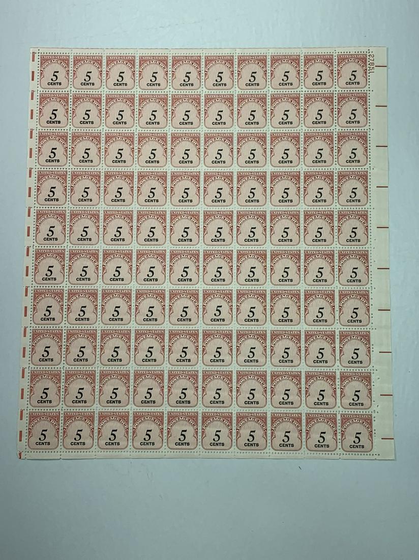 Scott No. J93 1 each MNH Mint Sheet (1 of 2)