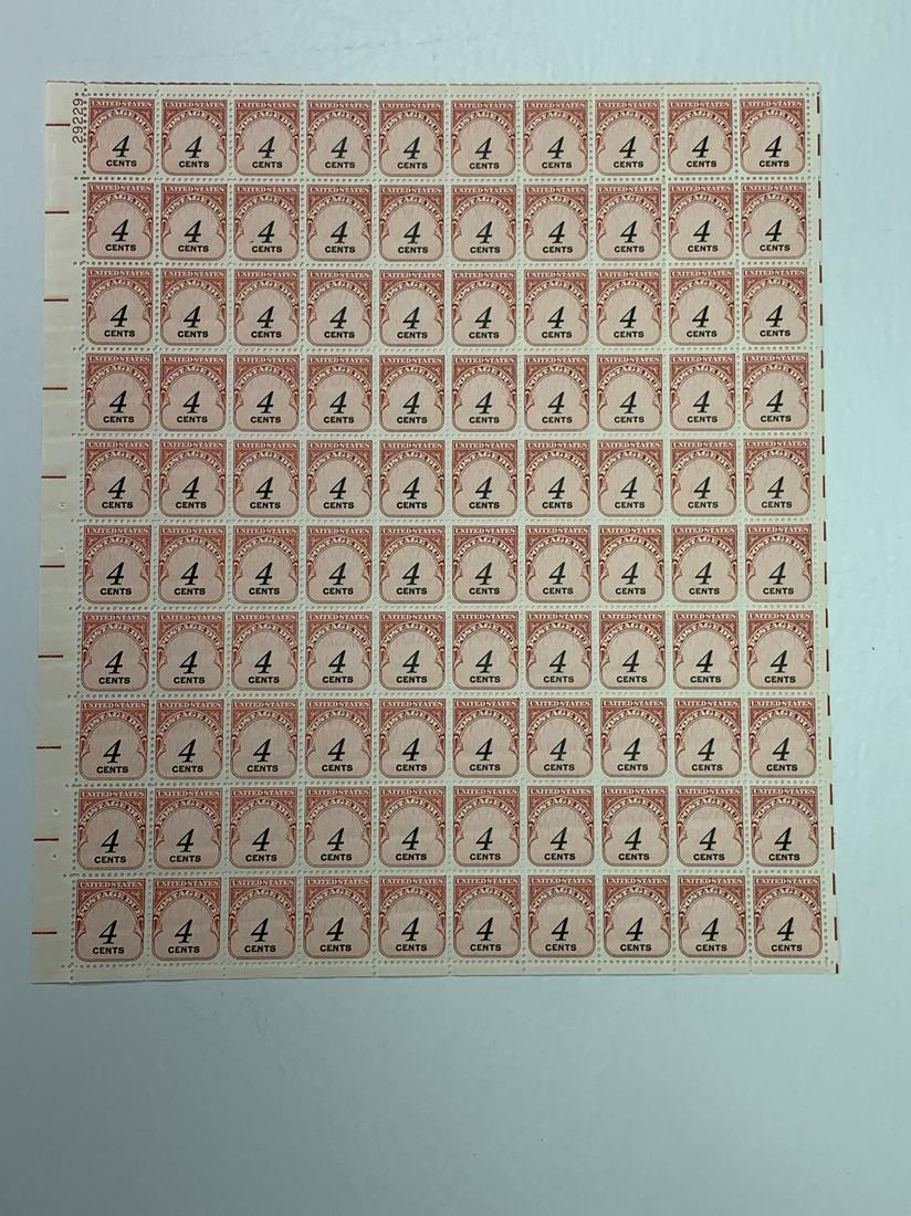 Scott No. J92 1 each MNH Mint Sheet (1 of 2)
