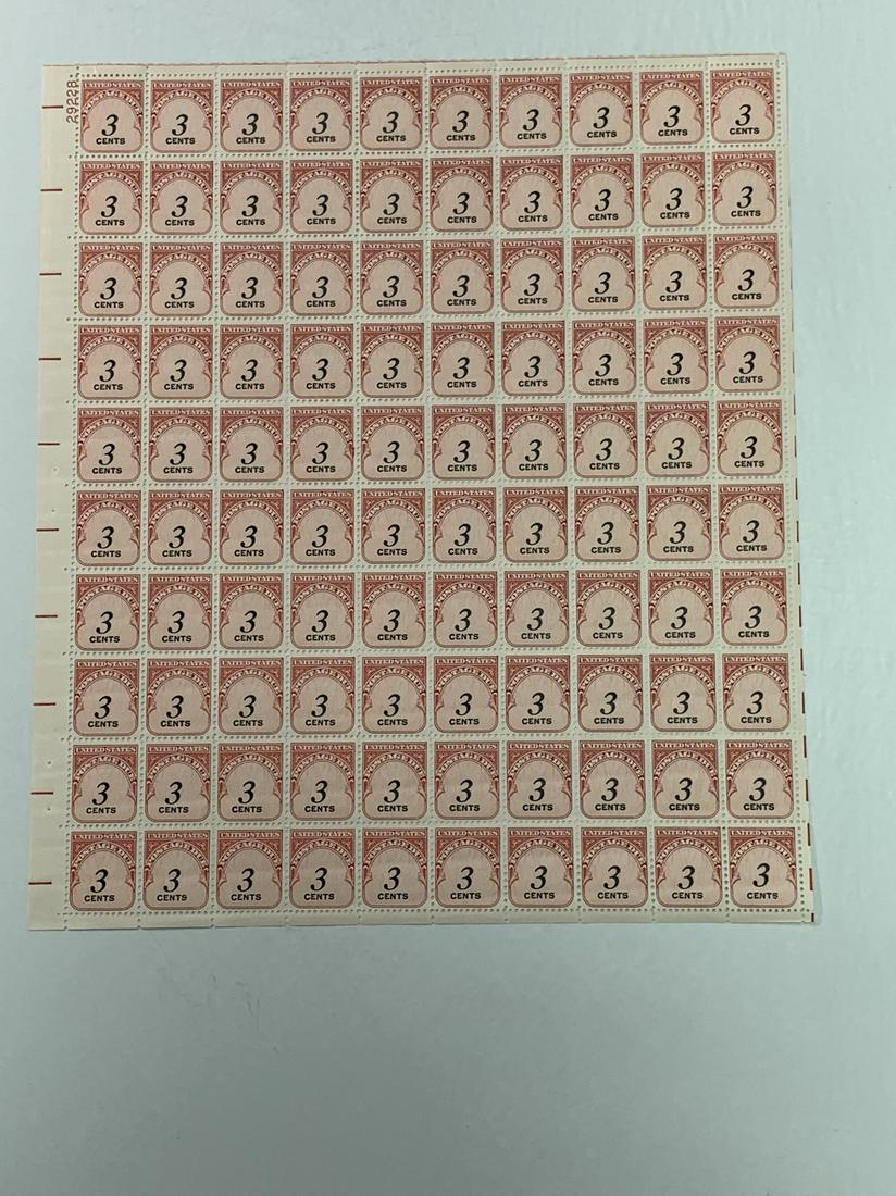 Scott No. J91 1 each MNH Mint Sheet (1 of 2)
