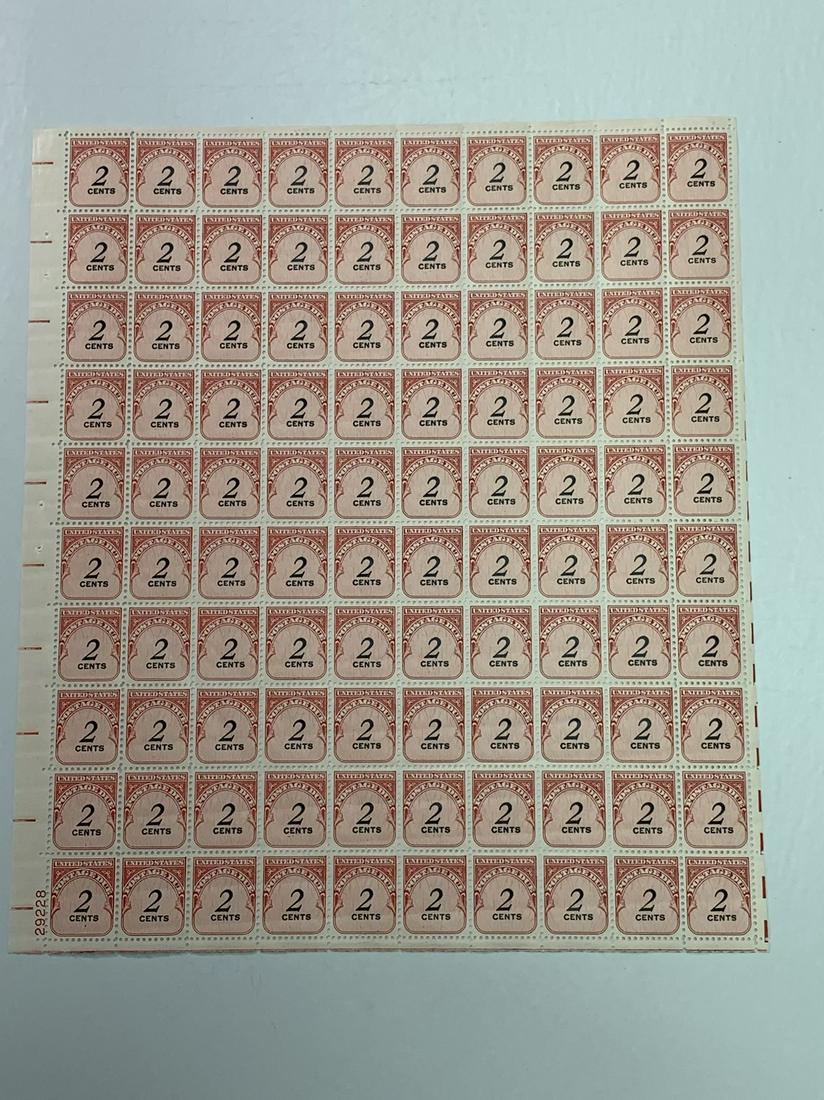 Scott No. J90 1 each MNH Mint Sheet (1 of 2)