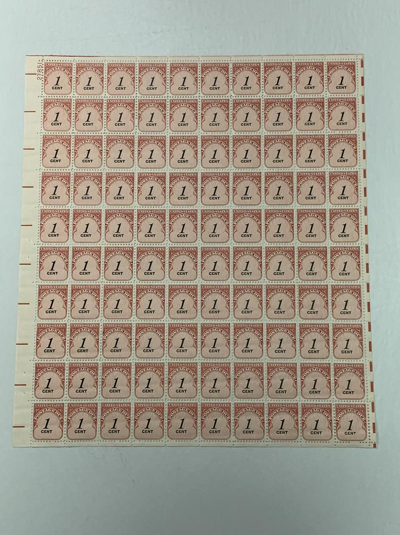 Scott No. J89 1 each MNH Mint Sheet (1 of 2)