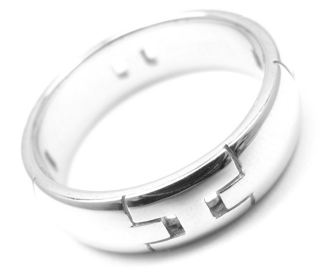 AUTHENTIC HERMES 18K WHITE GOLD HERCULES "H" BAND RING, (1 of 7)