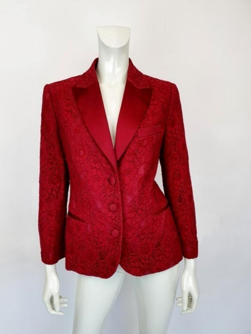 Love Moschino deep-red blazer: No Reserve! Title: Love Moschino deep-red blazer Date/Period: 2000-2010 Dimension: Length 64cmArmpit to Armpit 56cmSleeve 58cm Material: Polyamide-nylon-viscose Additional Information: Exclusive Love 