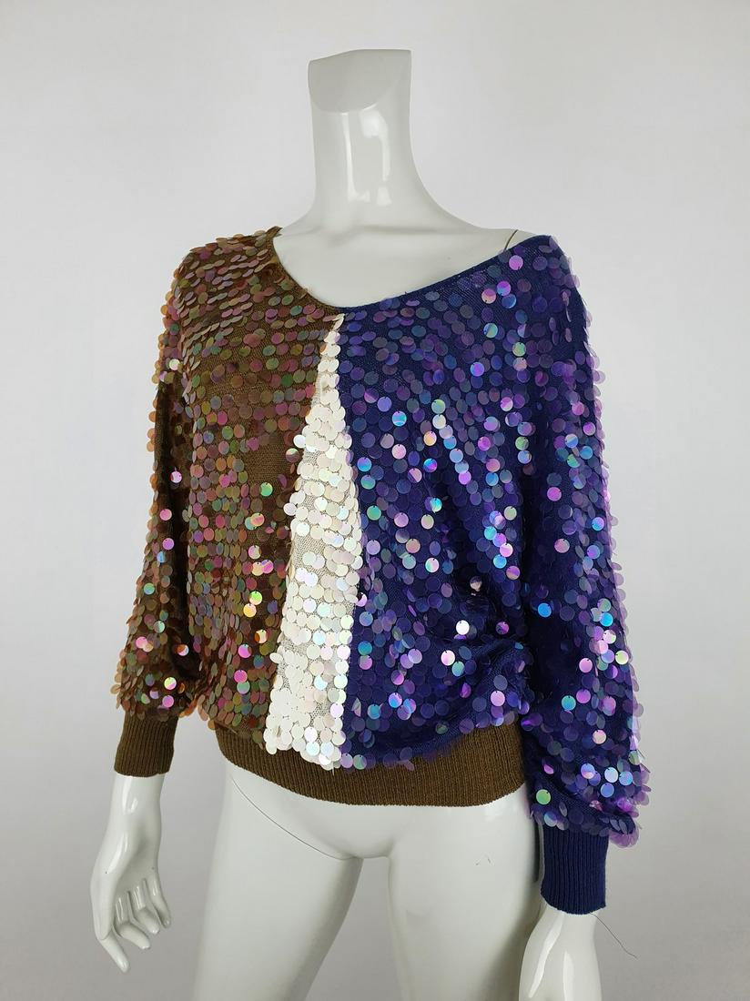 Lutz Teutloff sequin sweater: No Reserve! Title: Lutz Teutloff sequin sweater Date/Period: 1980 Dimension: Length 62cmArmpit to Armpit 55cmSleeve 55cm Material: Wool & sequin Additional Information: Exclusive sequin sweater of Lut
