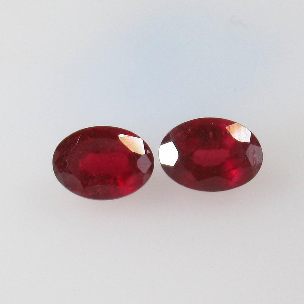 2.46 Ct Natural Red Ruby Oval Pair (1 of 2)
