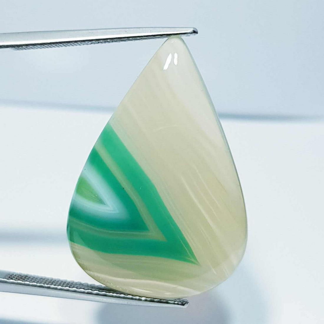 Natural Green Lace Agate Pear Cabochon 28.25 Ct (1 of 5)