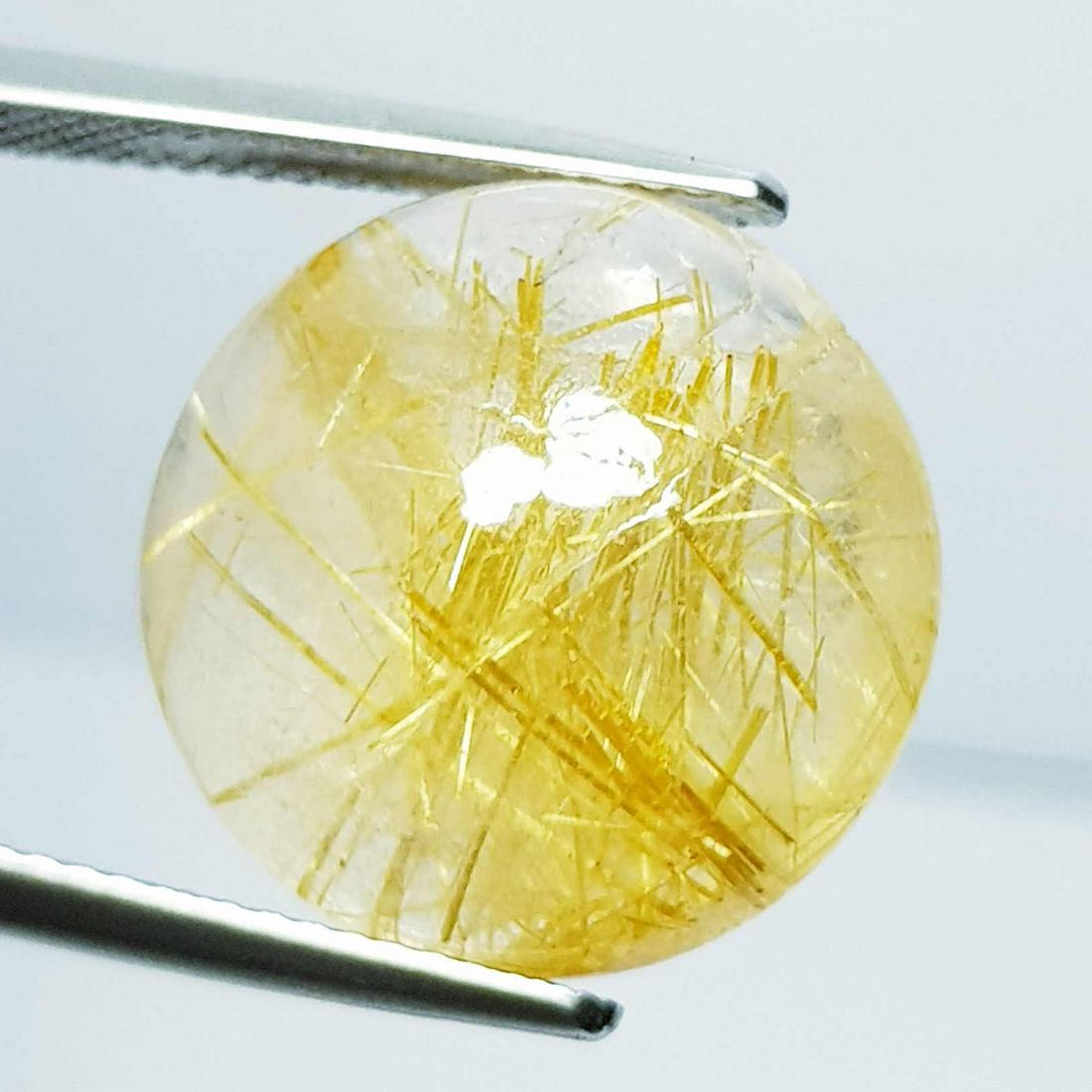 15.15 Ct Natural Golden Rutile Quartz Round Cabochon (1 of 5)