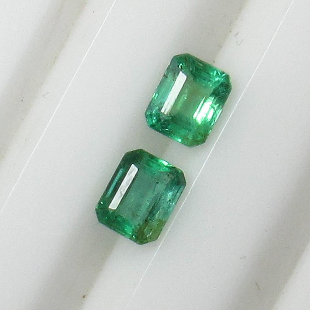 0.91 Ct Natural Zambian Emerald Octagon Pair (1 of 2)