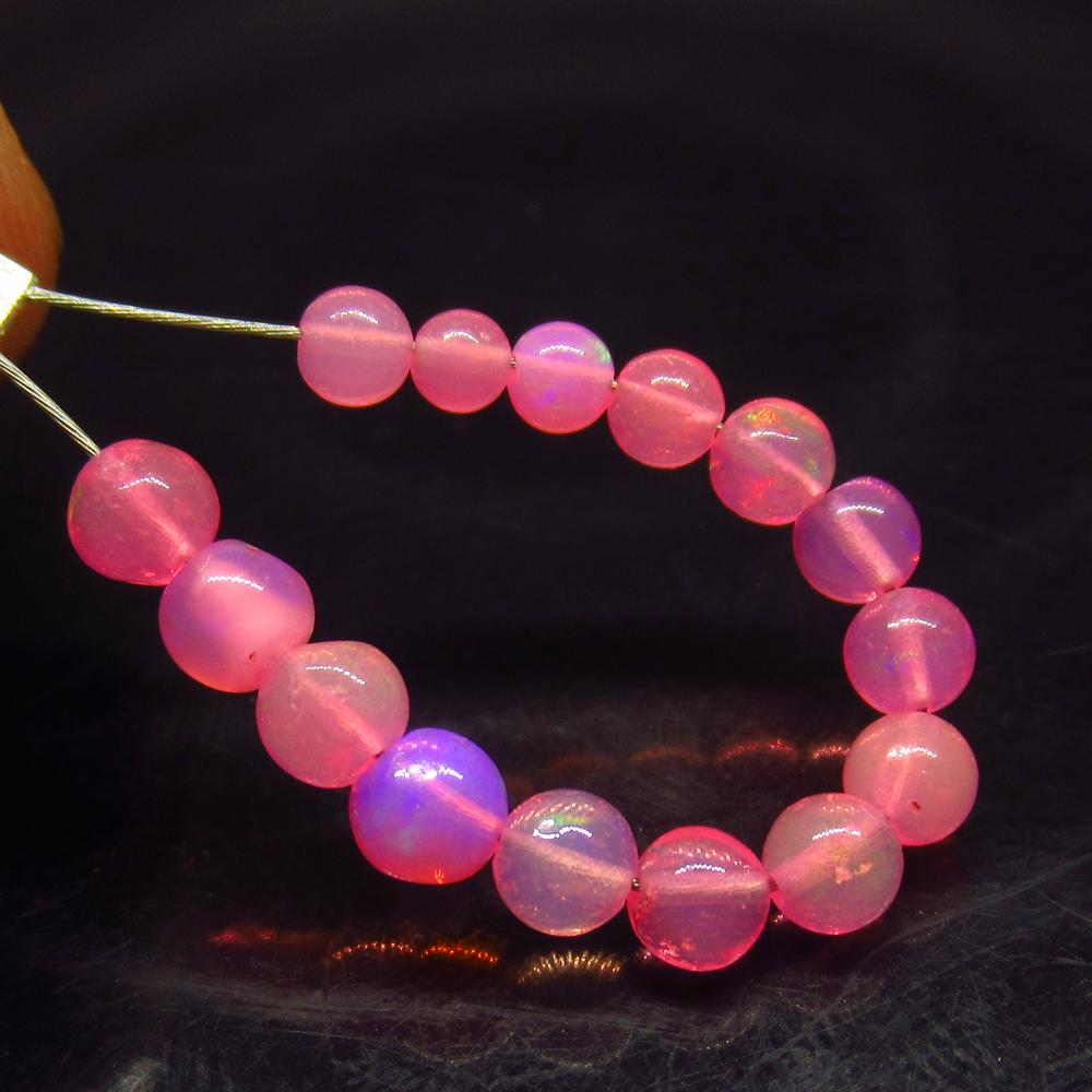 2.65 Ct Natural 16 Drilled Pink Fire Opal Beads (1 of 2)