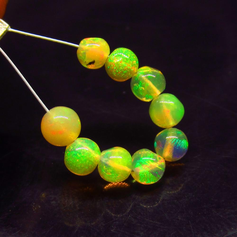1.92 Ct Natural 9 Drilled Multi-Color Opal Ball Beads (1 of 2)