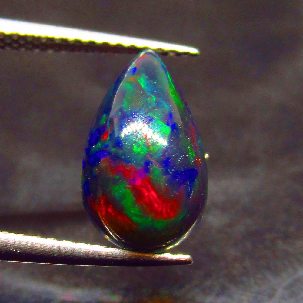 1.98 Ct Natural Ethiopian Black Fire Opal Pear Cab (1 of 2)
