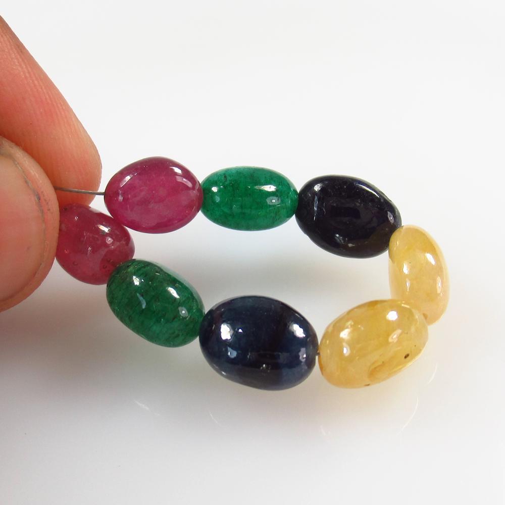 9.58 Ct Natural 8 Ruby Emerald Sapphire Beads (1 of 2)