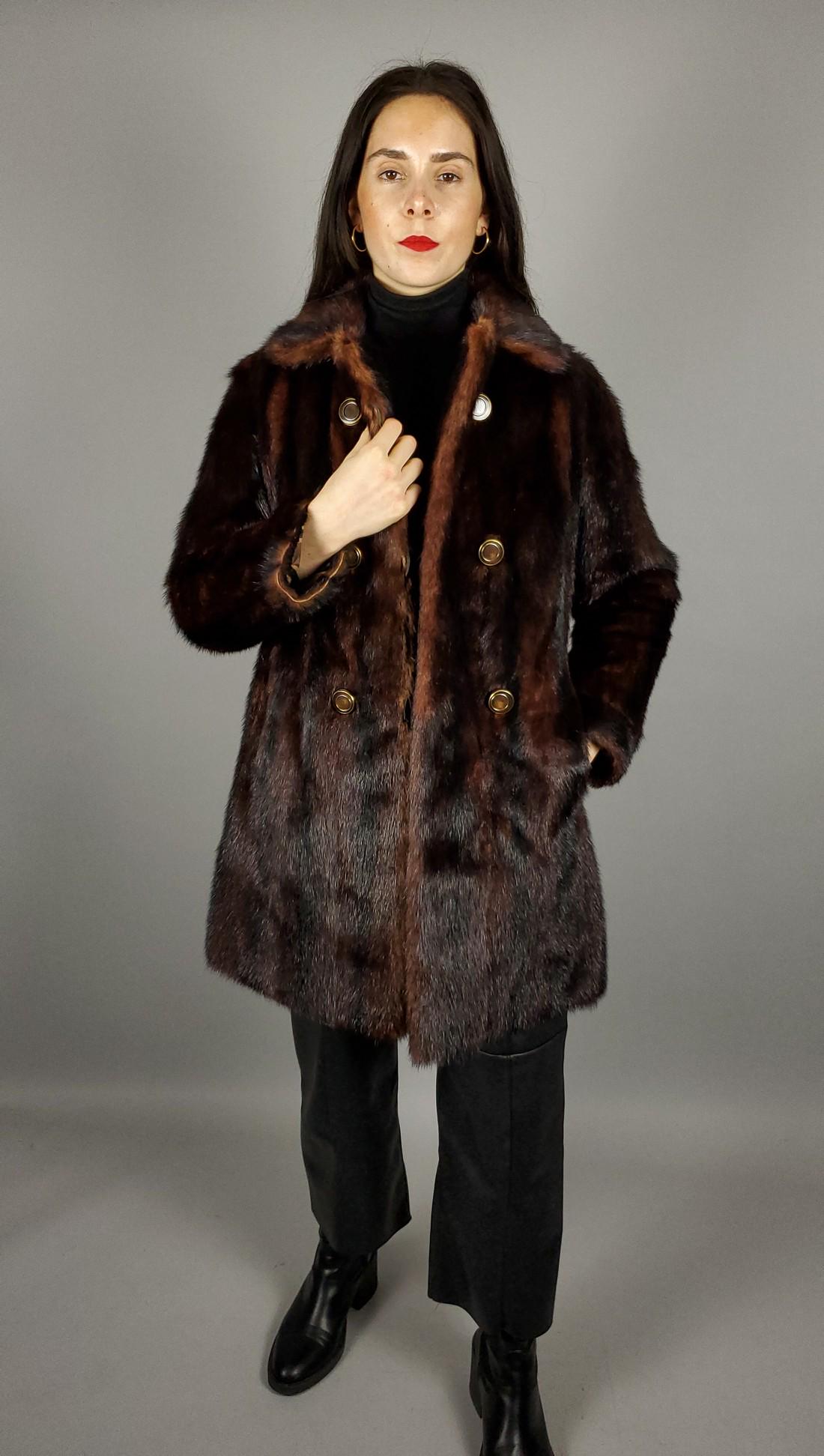 WOMENS BROWN REDDISH MINK FUR SHORT COAT (1 of 8)