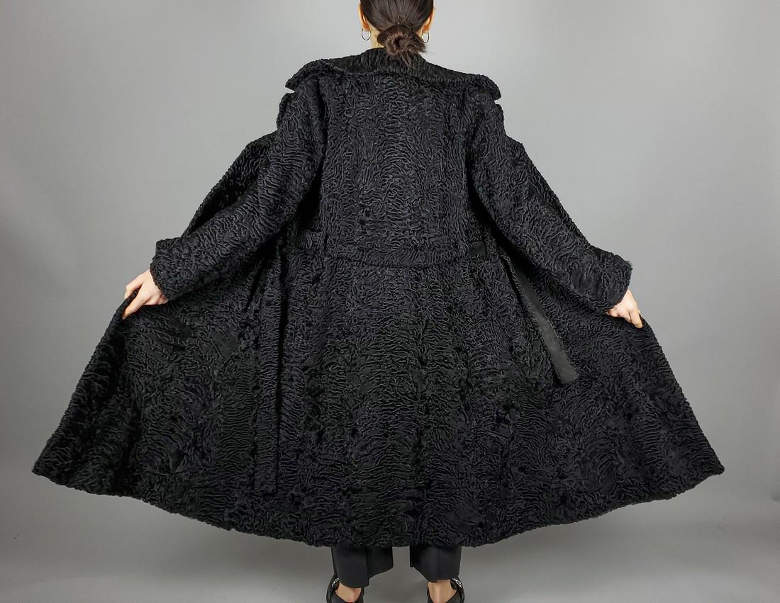 WOMENS BLACK SWAKARA CURLY LAMB FUR COAT (1 of 14)