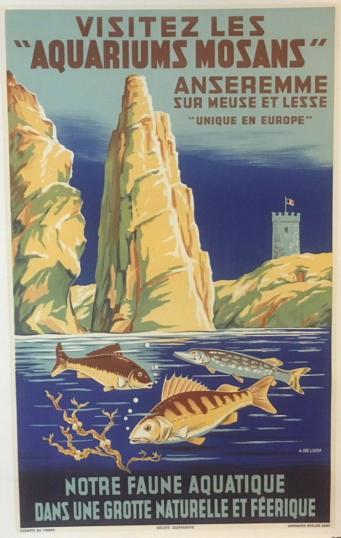 Original Vintage c.1940 French Aquariums Mosans Poster (1 of 4)