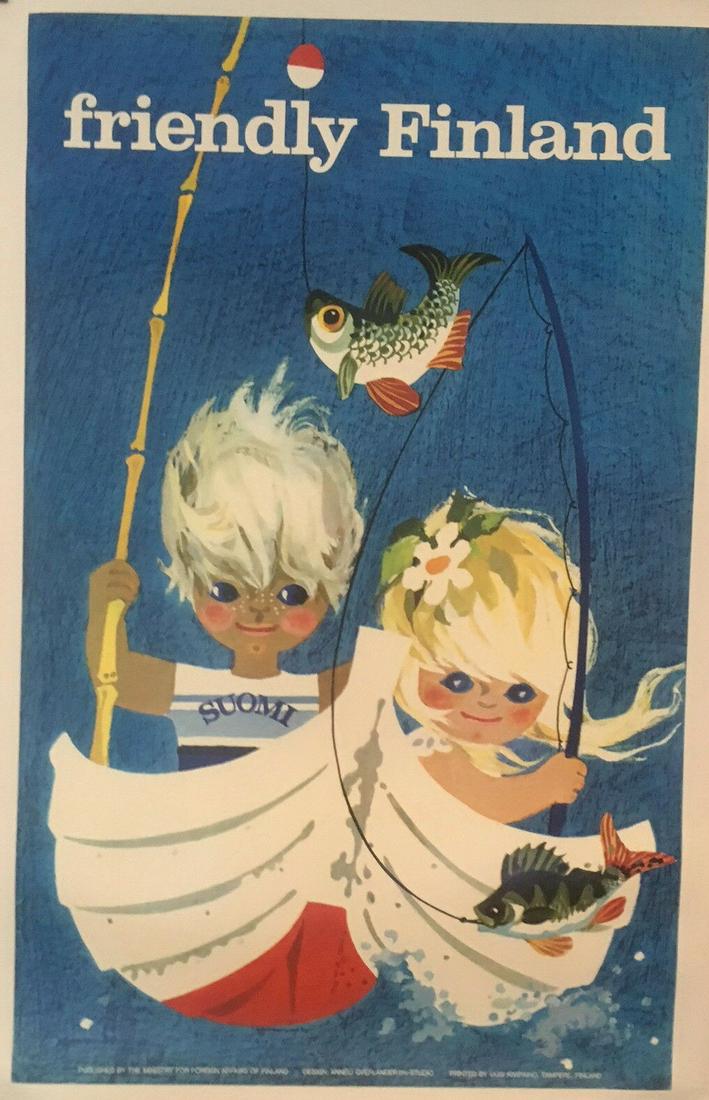 Original Vintage c.1970 Friendly Finland Travel Poster (1 of 5)