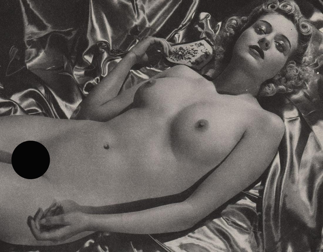 ROYE- Reclining Nude: Artist: ROYE Print Title: Reclining Nude Printing Date: 1940’s Medium: Photoengraving Printed in: the UK Image Size: approx. 6 x 7.5” Horace Roye (1906-2002) was a photographer working in England 