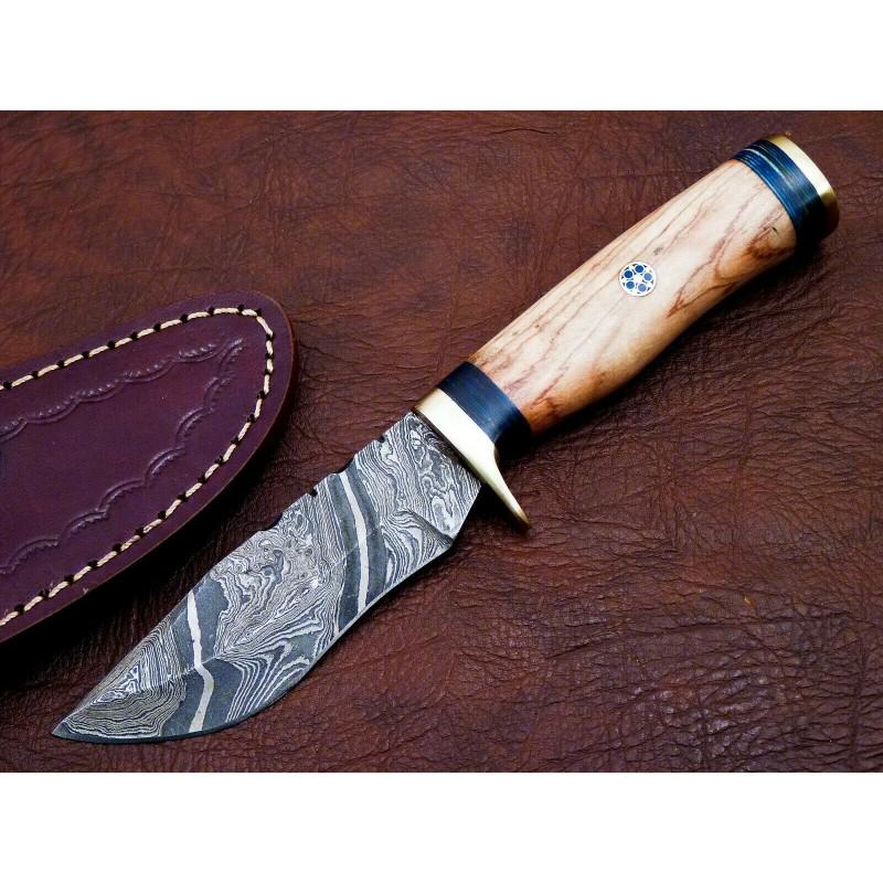 Everyday carry combat hunting damascus steel knife bone: Knife "Salween" Blade - damask steel Handle – camel bone Scabbard – cowhide leather (included) Blade hardness – 58-60HRC Total length – 203 mm. Blade length - 102 mm. Handle length – 103 mm.