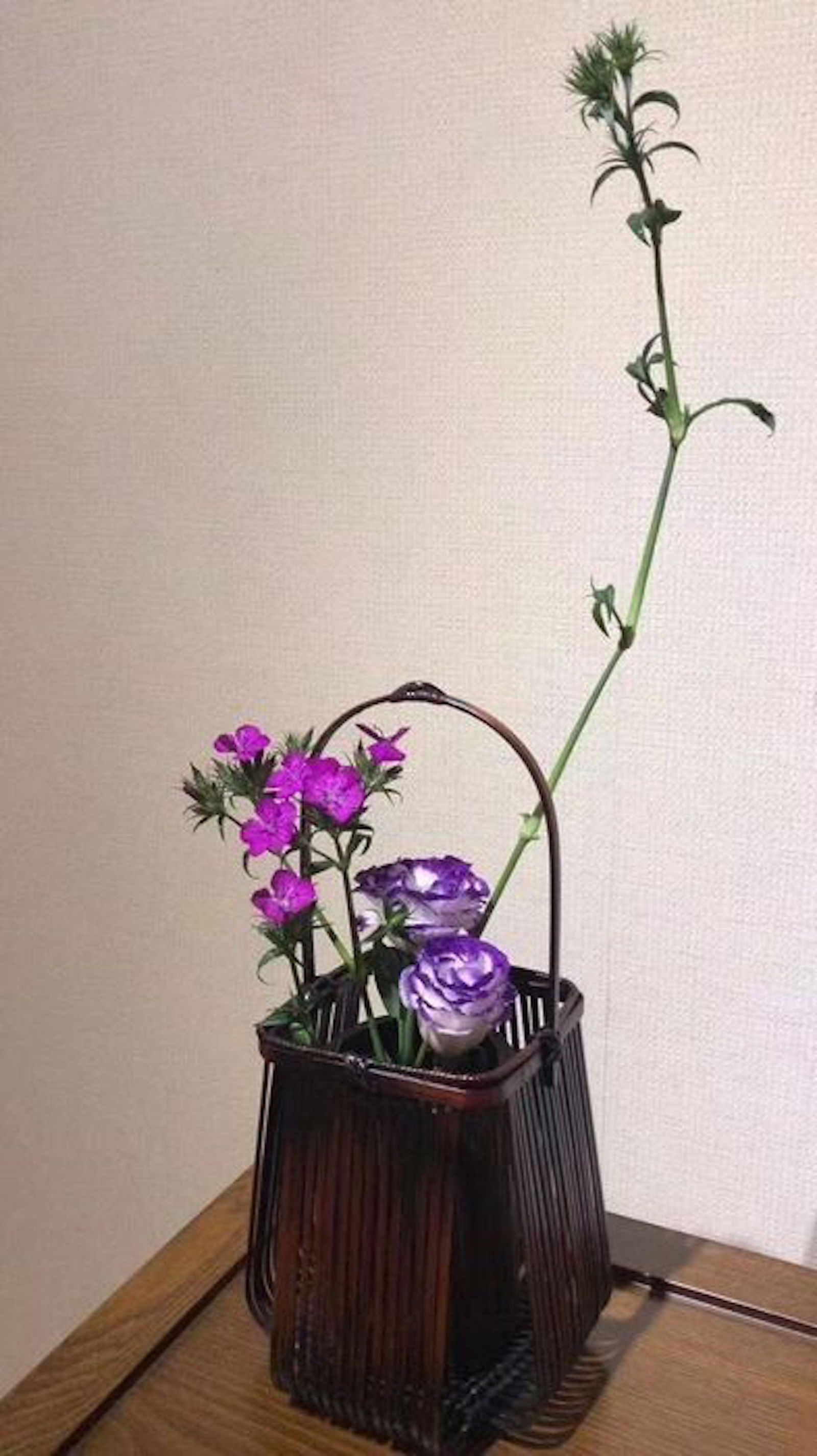 Modern Japanese bamboo woven flower basket (1 of 5)